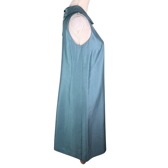 Talbots Elegant Silk Dress Lined Shift Retro 8 Sleeveless Blue New - Picture 12 of 14